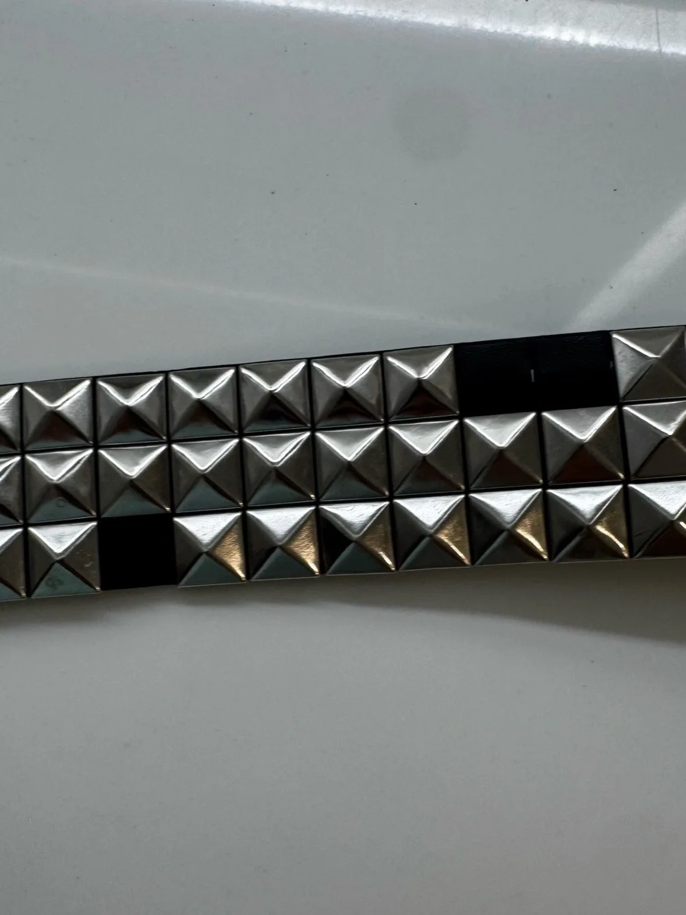Men's Black Leather Studded Belt with Silver Buckle